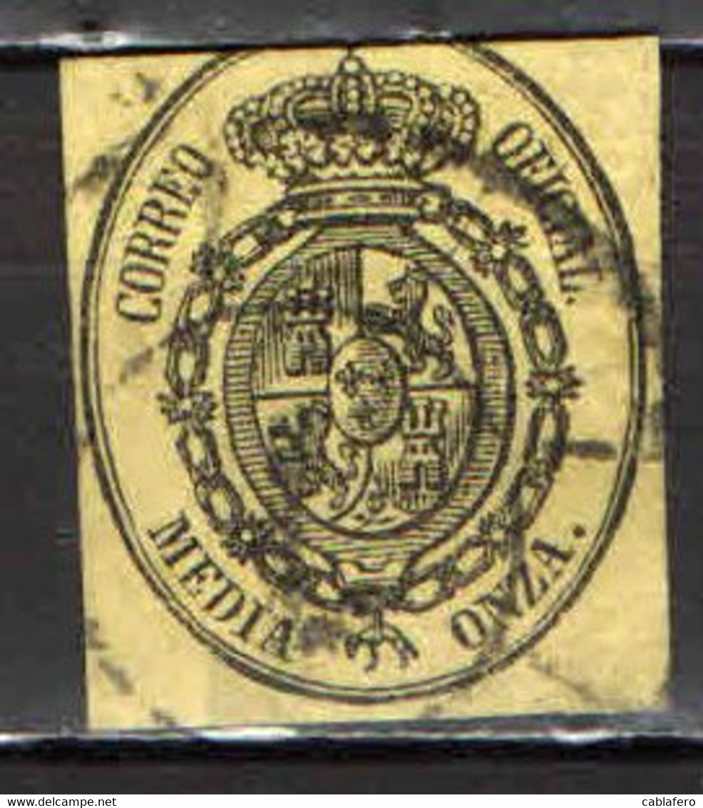 SPAGNA - 1855 - STEMMA - IMPERFORATED - USATO - Service