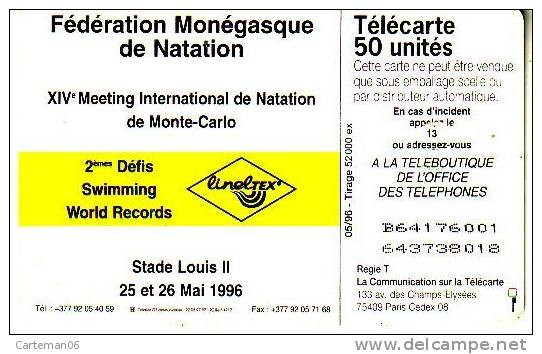 Télécarte  Monaco - Fédération Monégasque De Natation - Monaco