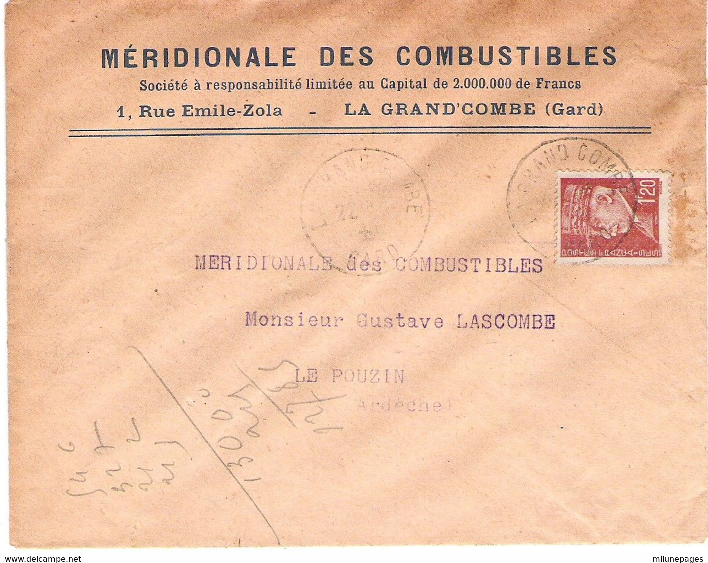 Lot 2 Enveloppes Commerciales Des Charbonnages De La Méridionale Des Combustibles De La Grand'Combe Gard - 1900 – 1949