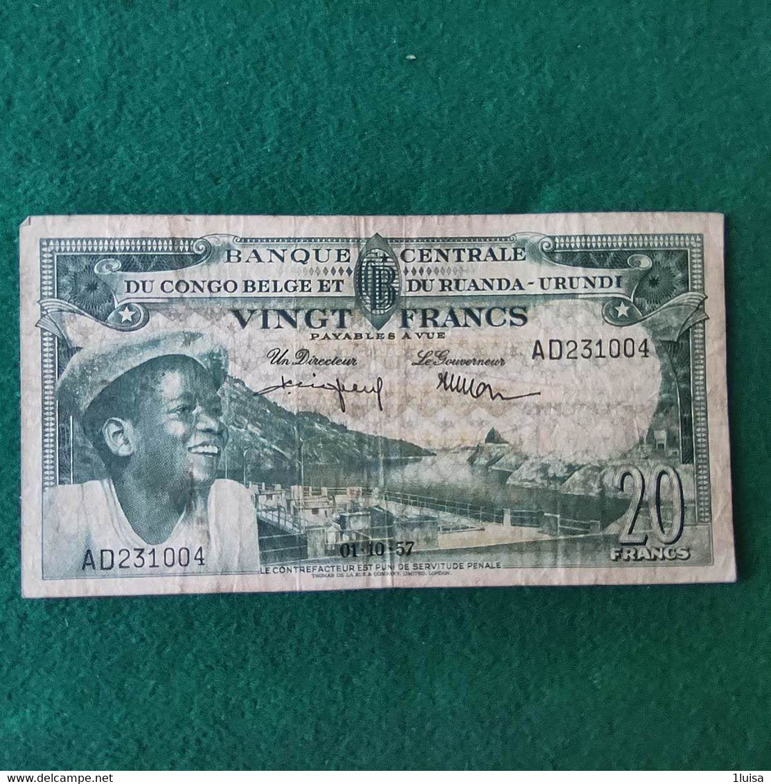 CONGO BELGA 20 FRANCS 1957 - Belgian Congo Bank