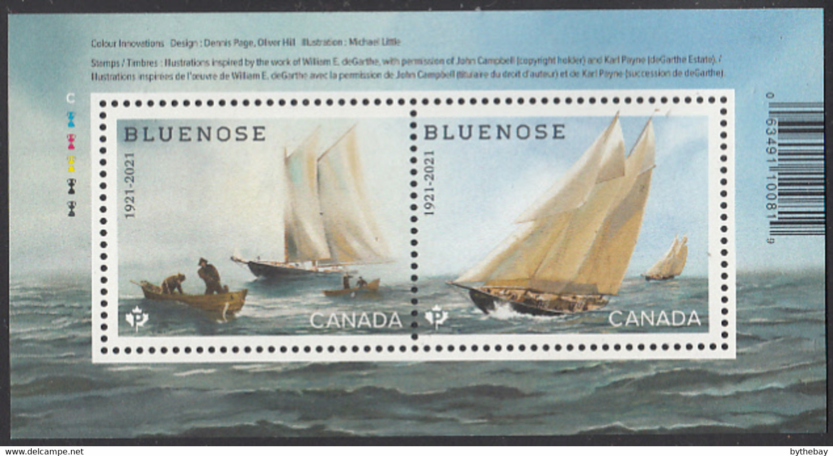 Canada 2021 MNH Souvenir Sheet Of 2 (P) Bluenose Schooner - Ungebraucht