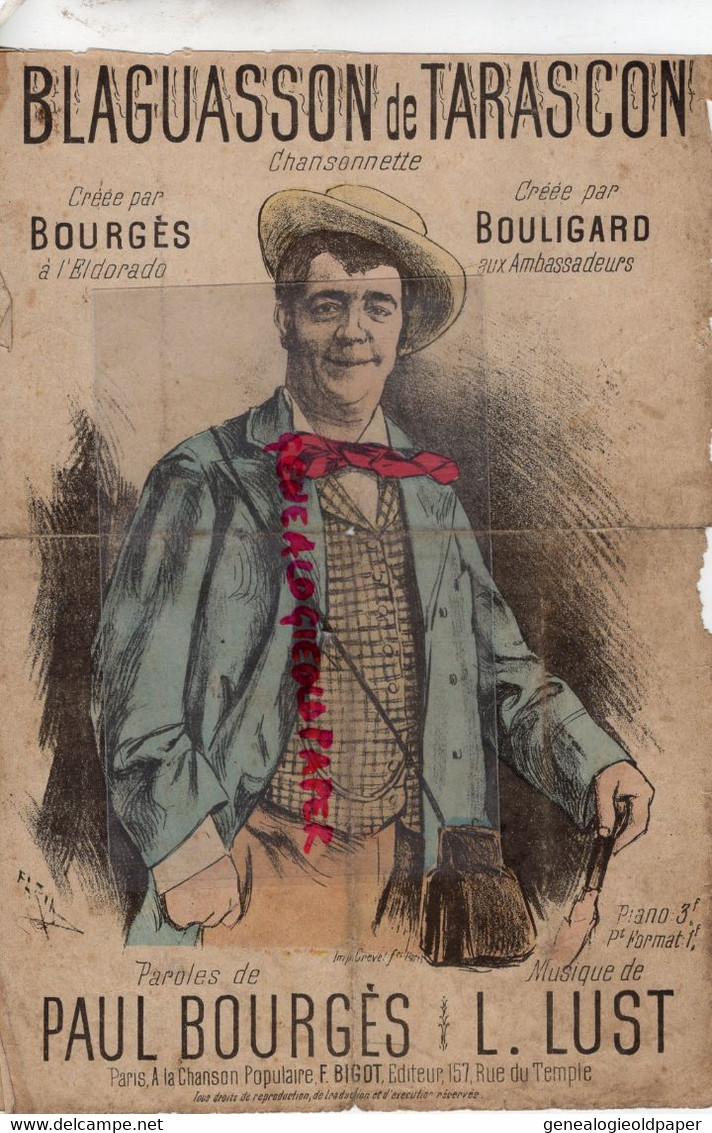 75-PARIS-  PARTITION MUSIQUE BLAGUASSON DE TARASCON-PAUL BOURGES-BOULIGARD-LUST-EDITEUR BIGOT- - Noten & Partituren