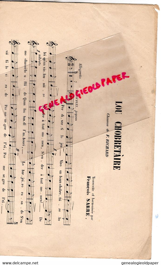 87- LIMOGES-RARE PARTITION MUSIQUE LA LIMOUSINA-LOU CHOBRETAIRE-CHABRETTE-F. LAGUENY-VIELLE-FRANCOIS SARRE -F. RICHARD - Partituras