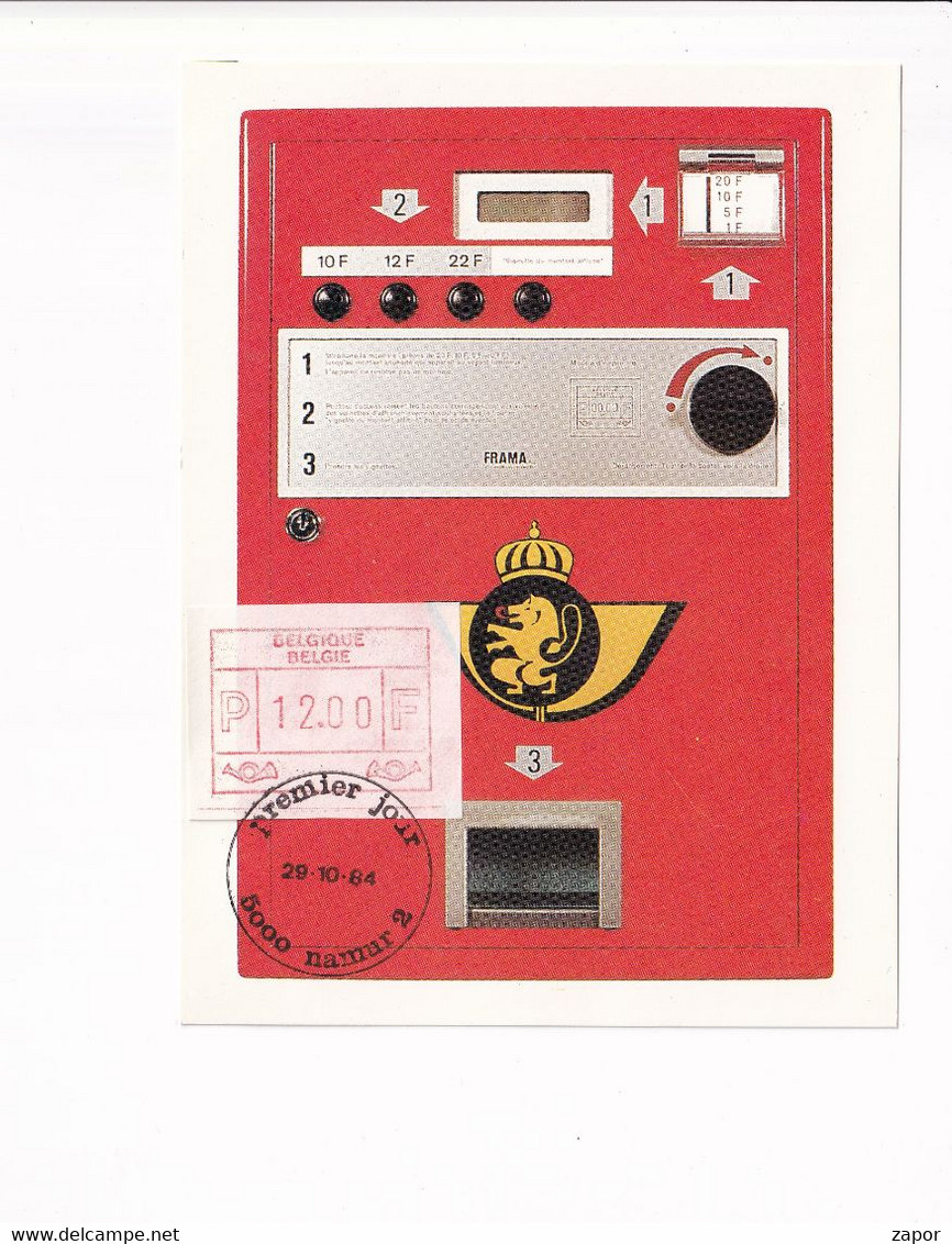 Eerste Dag Afstempeling - Namur - 1984 - 12Fr - Automatische Frankeervignettenverdeler - 1980-99