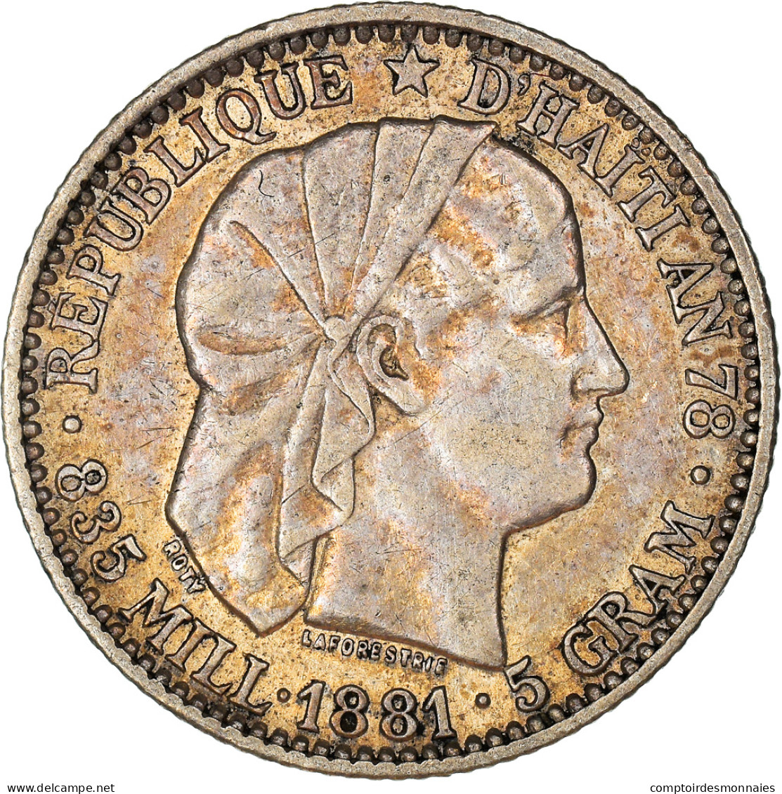 Monnaie, Haïti, 20 Centimes, 1881, Paris, SUP, Argent, KM:45 - Haiti