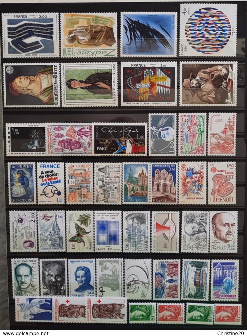 France 1980 Année Complete 45 Timbres **TB Faciale 13,31€ Cote 49€ - 1980-1989