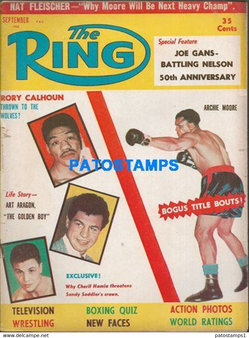 174393 SPORTS MAGAZINE THE RING RORY CALHOUN ARCHIE MOORE JOE GANS - BATTLING NELSON 50º ANNIVERSARY 1956 NO POSTCARD - Autres & Non Classés