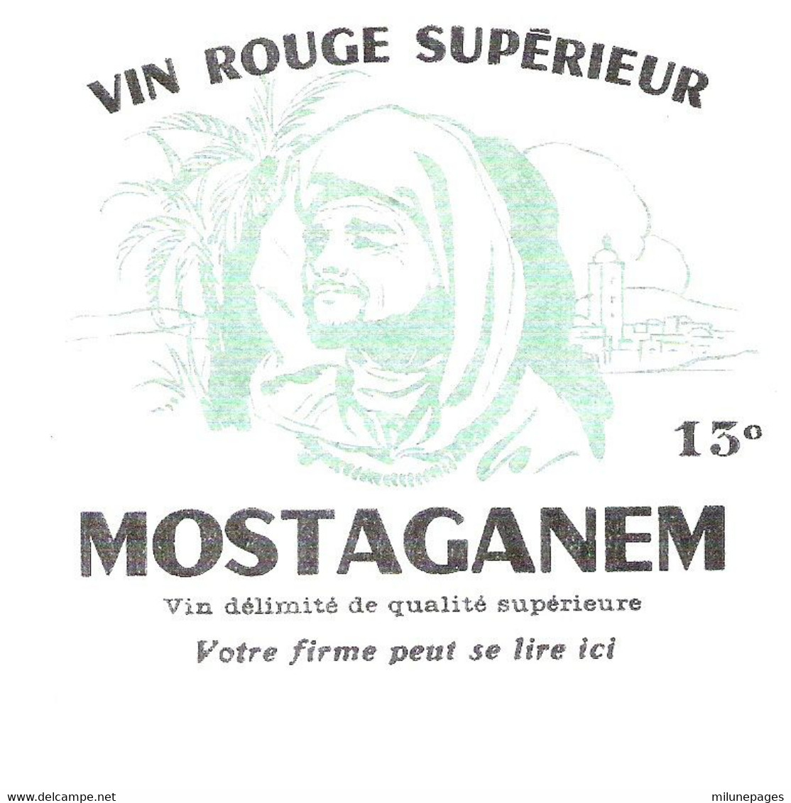 Etiquette Du Vin Rouge Supérieur De Mostaganem Spécimen De Démonstration Pour Personnalisation - Rouges