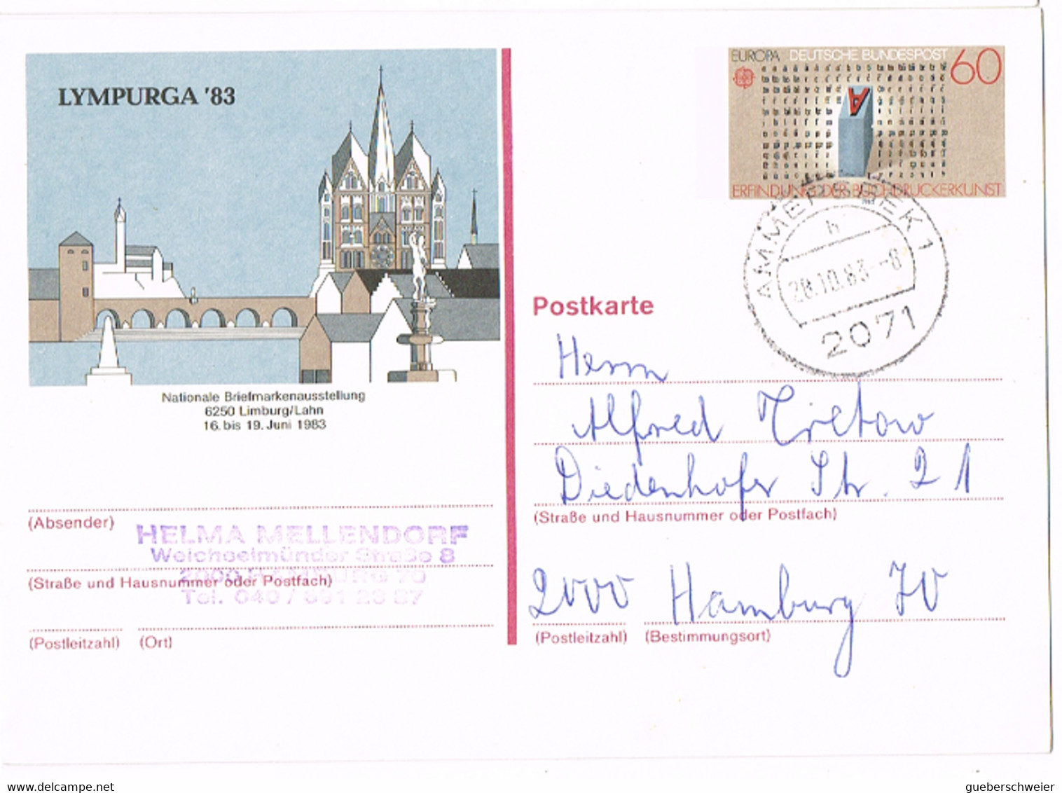 L-ALL-249 - ALLEMAGNE Entier Postal Illustré LYMPURGA à Limburg 1983 Obl. Ill. De Ammersberg - Postales Privados - Nuevos