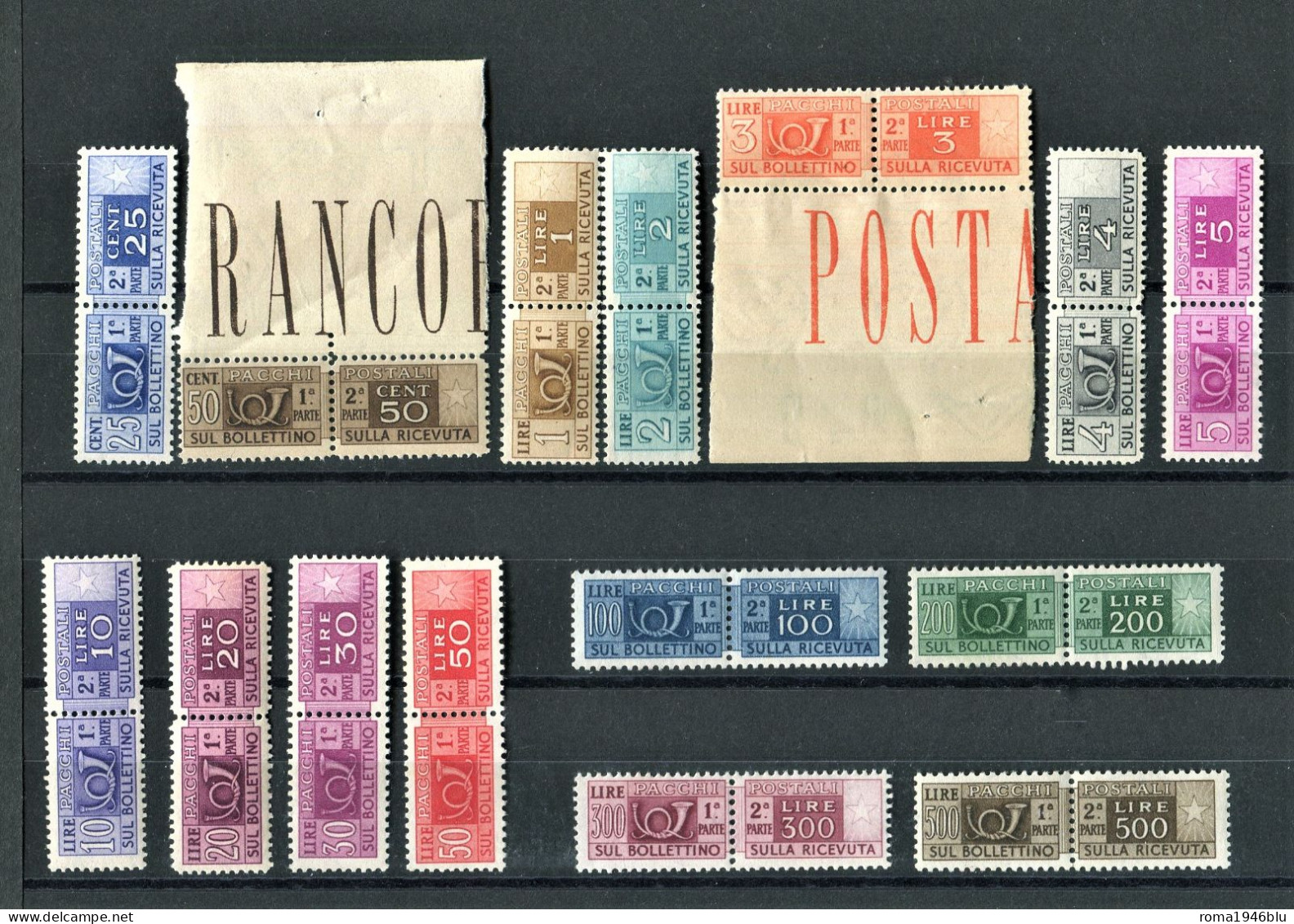 REPUBBLICA 1946 PACCHI POSTALI 15 VALORI ** MNH CENTRATI LUSSO C.DIENA - Paketmarken