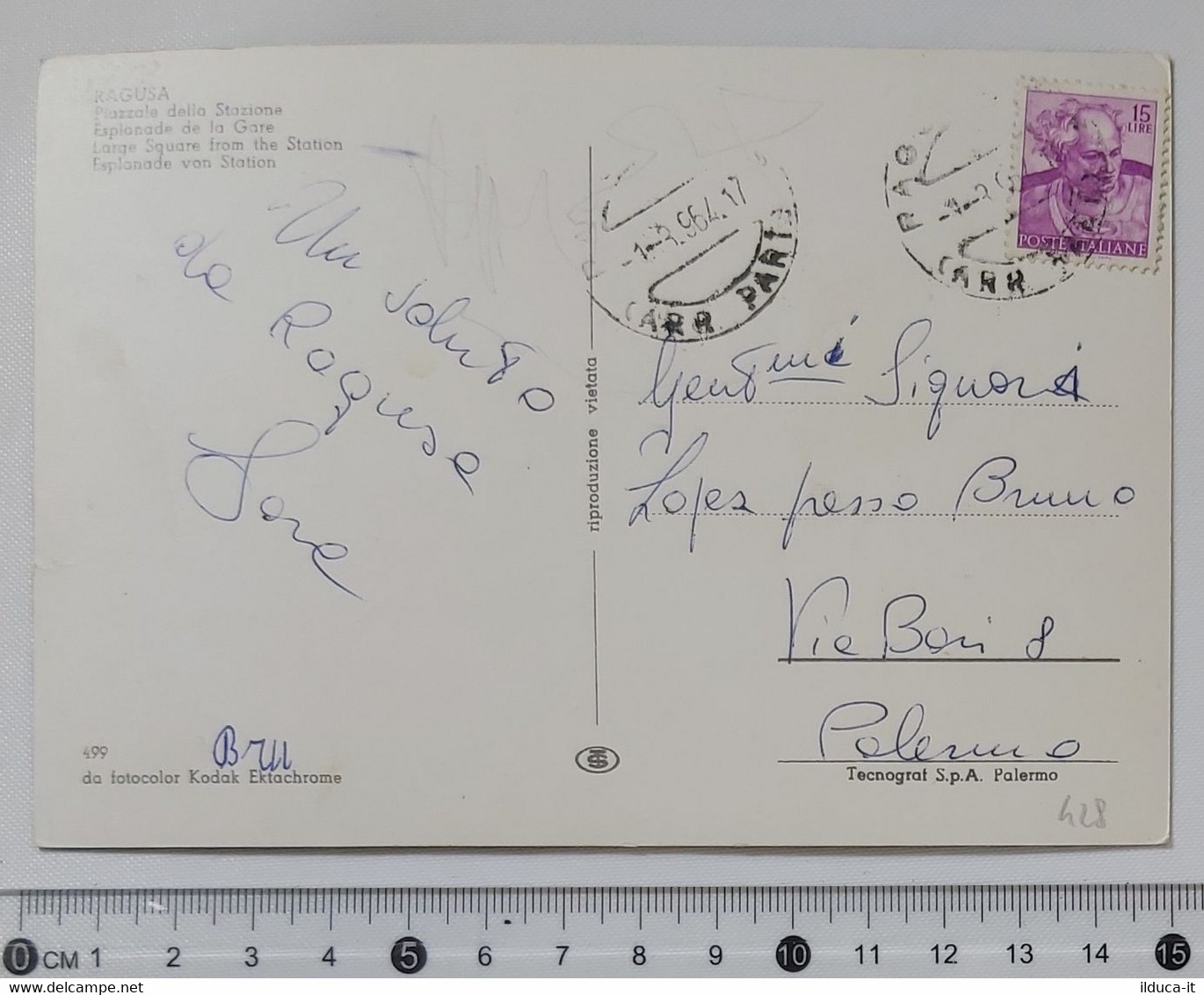 00428 Cartolina - Ragusa - Piazzale Stazione - VG 1964 - Ragusa