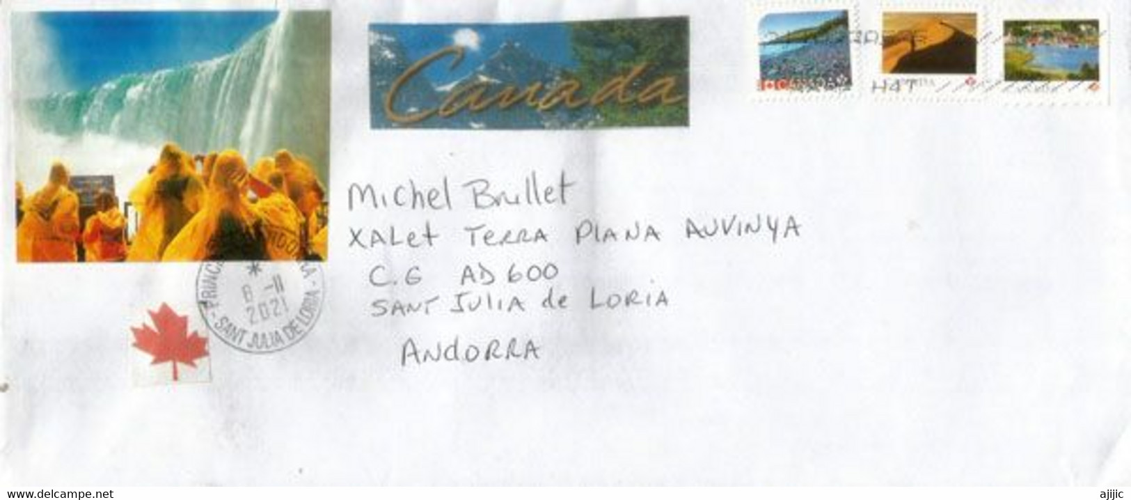 Letter Niagara Falls (Ontario), Stamp Miguasha National Park, Sent To Andorra, With Local Arrival Postmark - Briefe U. Dokumente