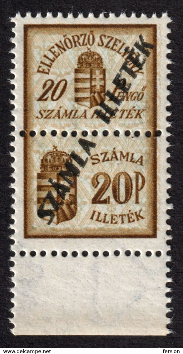 1945 Hungary - FISCAL BILL Tax OVERPRINT - Revenue Stamp - 20 P - MNH - Revenue Stamps