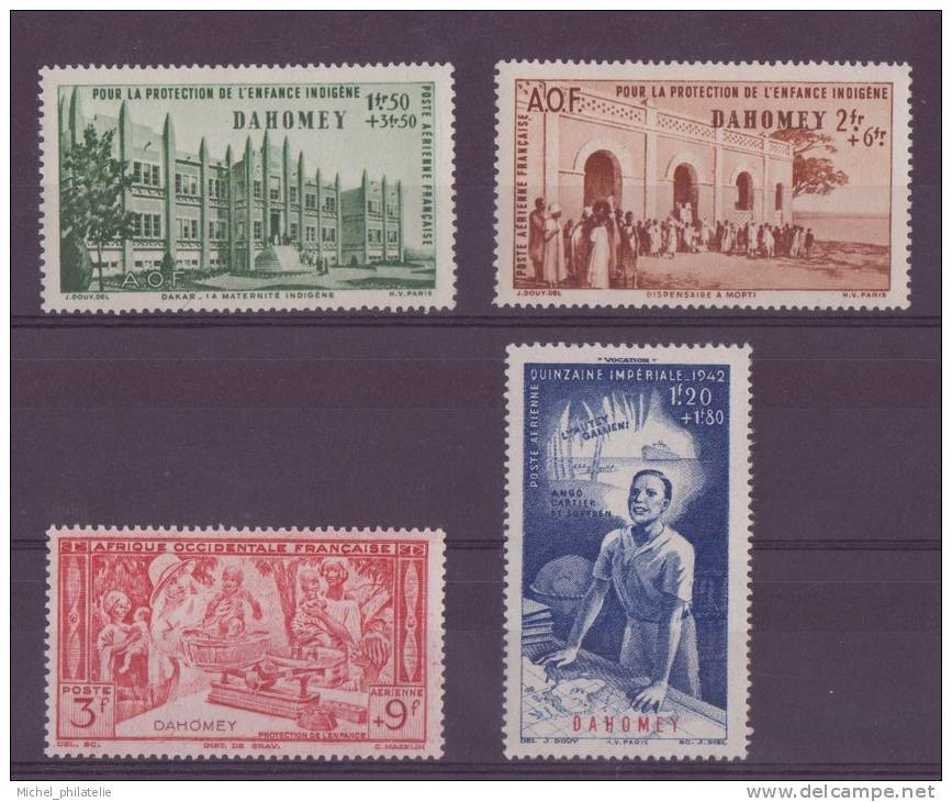 ⭐ Dahomey - Poste Aérienne - YT N° 6 à 9 ** - Neuf Sans Charnière - 1942 ⭐ - Unused Stamps