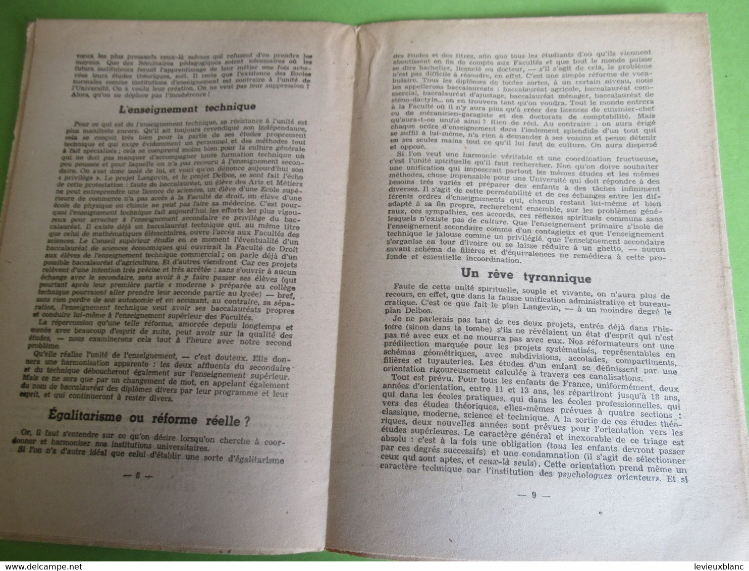 Fascicule/La Réforme De L'Enseignement/Une étude De Jean ROLIN/Supplément à "La CROIX"/1951       CAN860 - Religion & Esotérisme