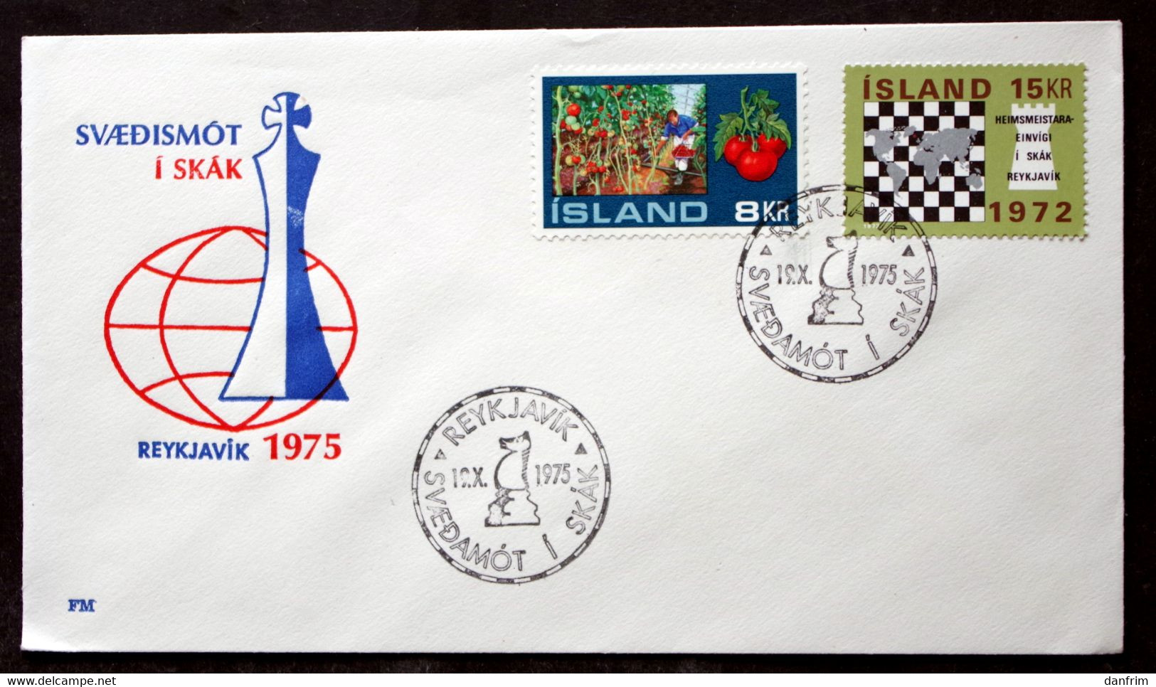 Iceland 1975   Chess      Special Cancel Cover ( Lot 6567 ) - Covers & Documents