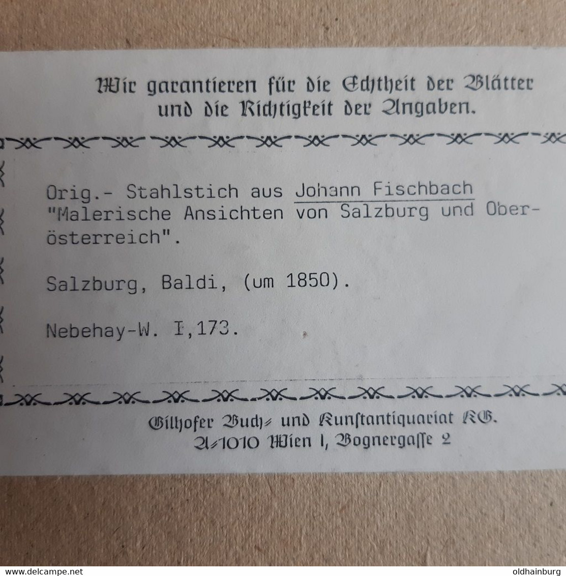 1950d: Historischer Stahlstich Unter Glas; Holzrahmen, Weißenbach Salzkammergut 1850, Bild Gut- Glas Kaputt - Vöcklabruck