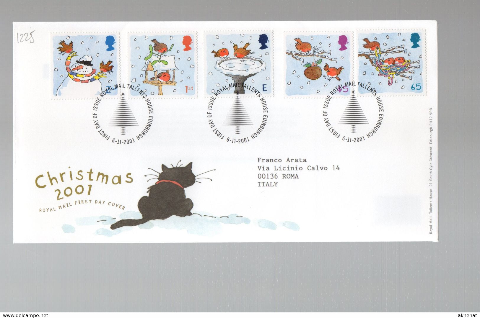 5CRT1225 - GRAN BRETAGNA , FDC Del 6.11.2001  :  NATALE - 2001-10 Ediciones Decimales