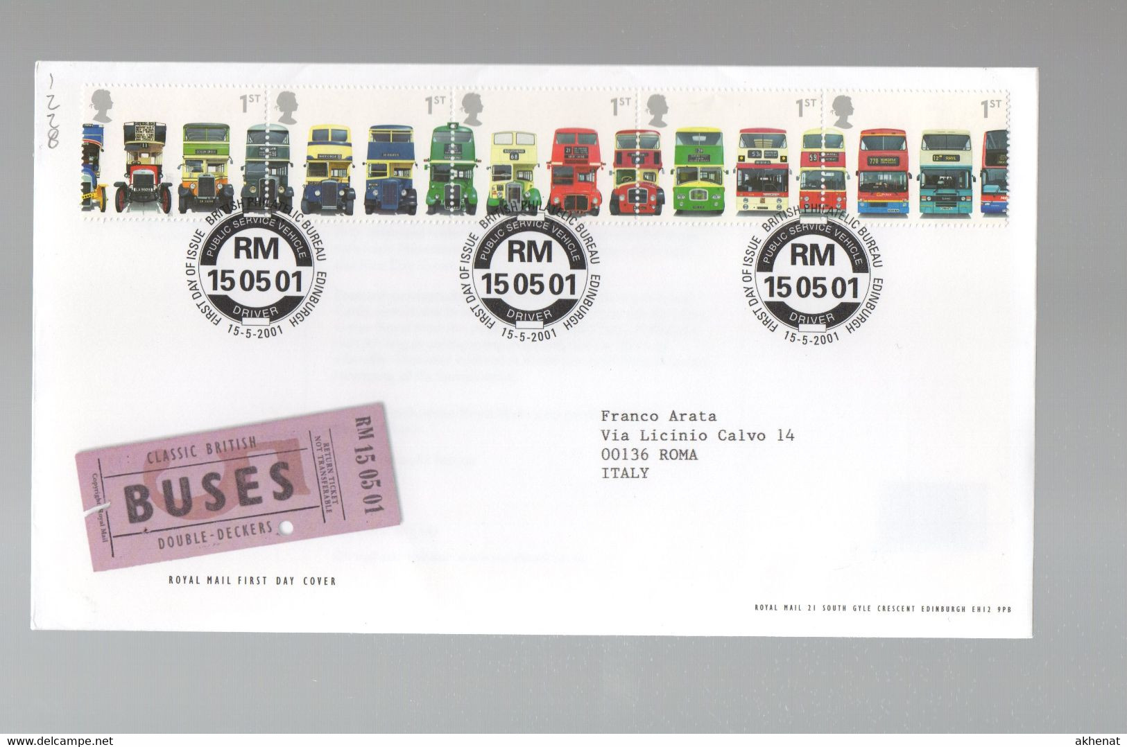 5CRT1228 - GRAN BRETAGNA , FDC Del 15.5.2001  :  BUS - 2001-10 Ediciones Decimales