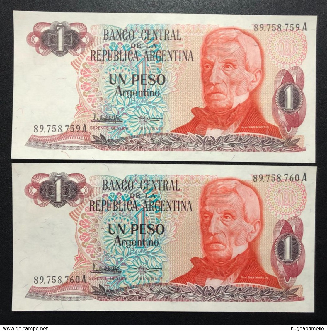 ARGENTINA, 2 X Uncirculated Banknotes, « 1 PESO » - Autres - Asie