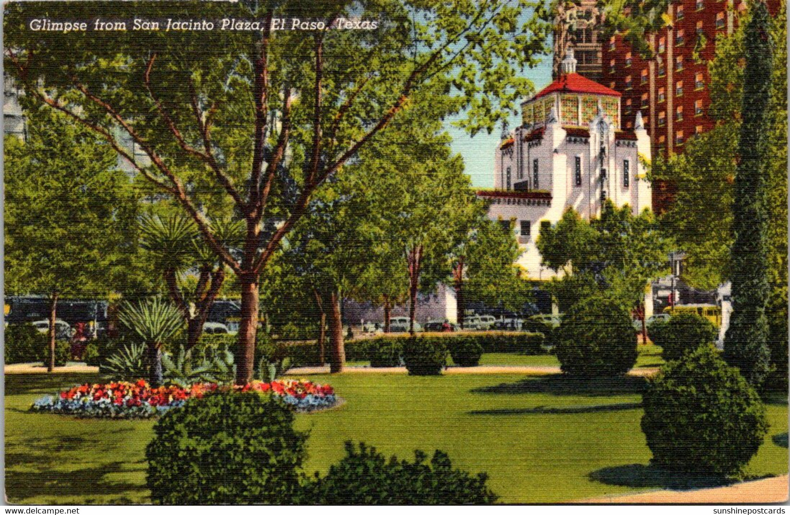 Texas El Paso Glimpse From San Jacinto Plaza Curteich - El Paso