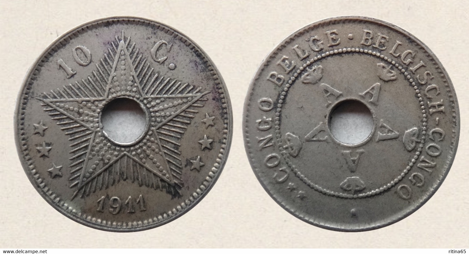 !!! CONGO BELGA 10 CENT 1911 !!! - 1910-1934: Albert I