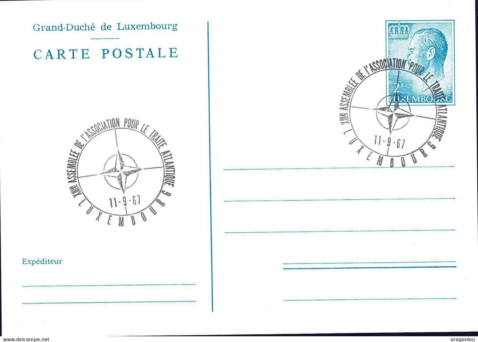 Luxembourg, Luxemburg 1967 Carte Postale Cachet Spécial OTAN Traité Atlantique - In Gedenken An