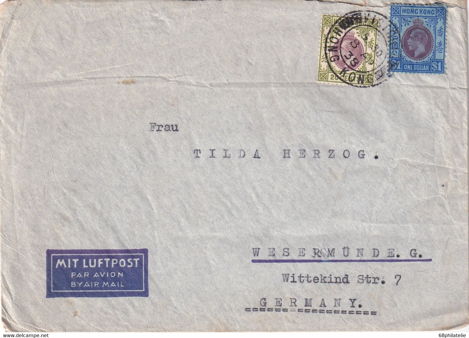 HONG KONG 1938 PLI AERIEN - Briefe U. Dokumente
