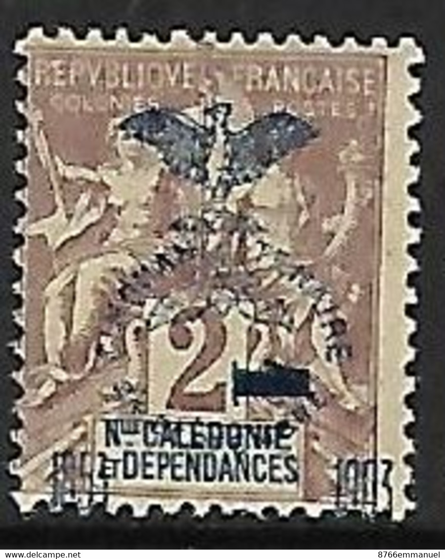 NOUVELLE-CALEDONIE N°81 N*  Variété Surcharge "1" Déplacée - Ungebraucht