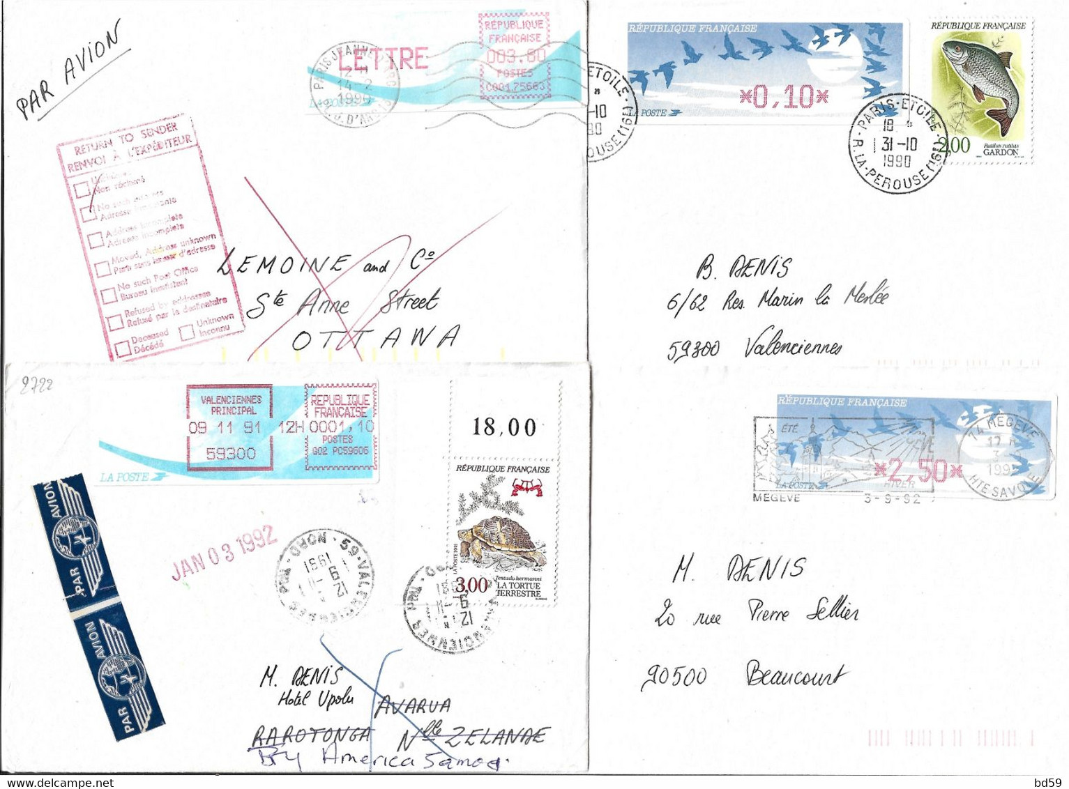 Vignettes De Distributeur LISA – Douze Lettre à Examiner – 4 Scans - 1990 Type « Oiseaux De Jubert »