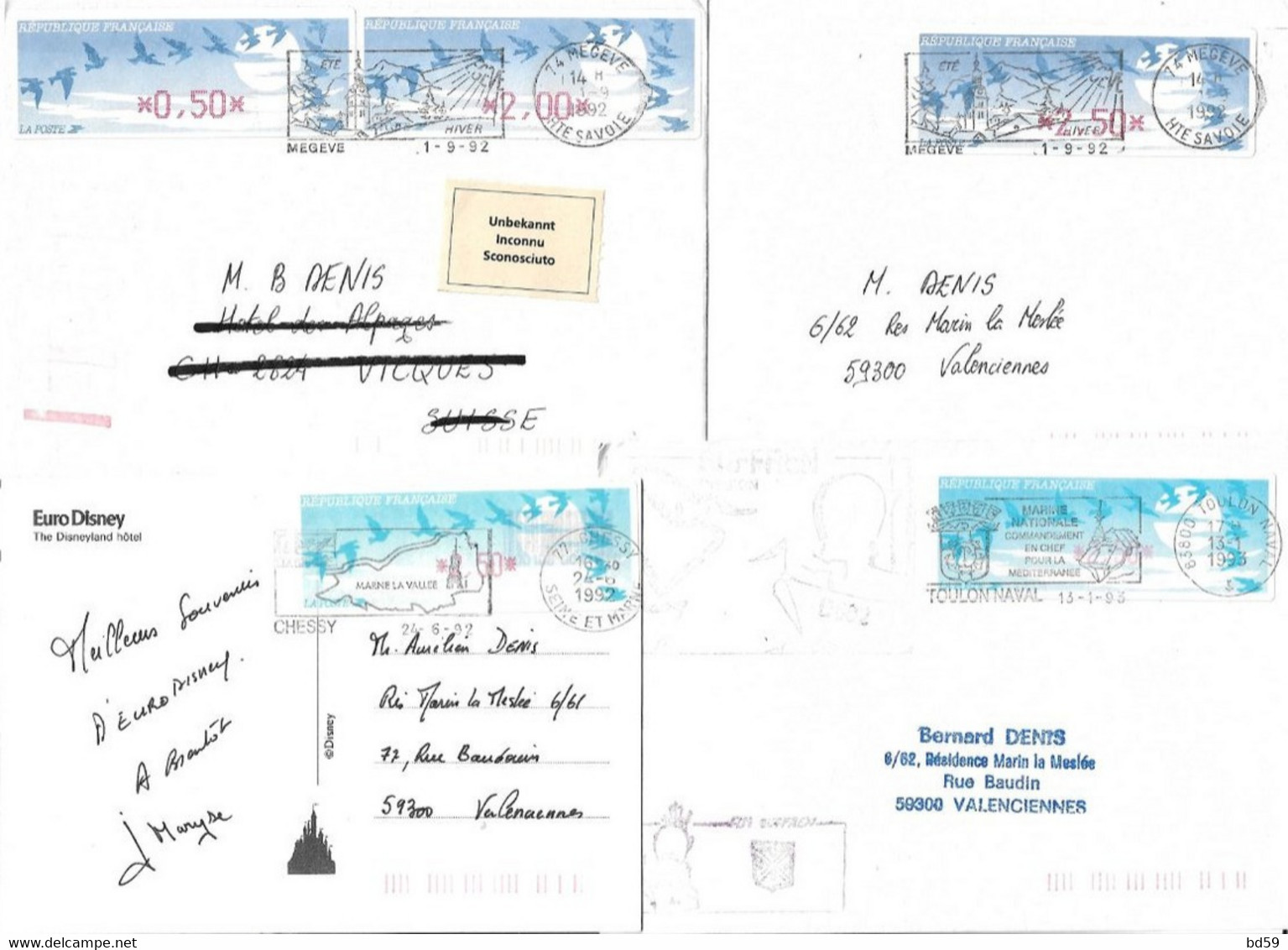 Vignettes De Distributeur LISA – Douze Lettre à Examiner – 4 Scans - 1990 Type « Oiseaux De Jubert »