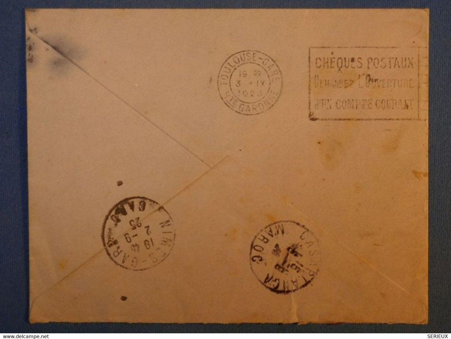 F4 FRANCE BELLE LETTRE POSTE AERIENNE 1923 MEETING DE MONTPELLIER POUR CASABLANCA RARE + AFRANCHISSEMENT PLAISANT - Sonstige & Ohne Zuordnung