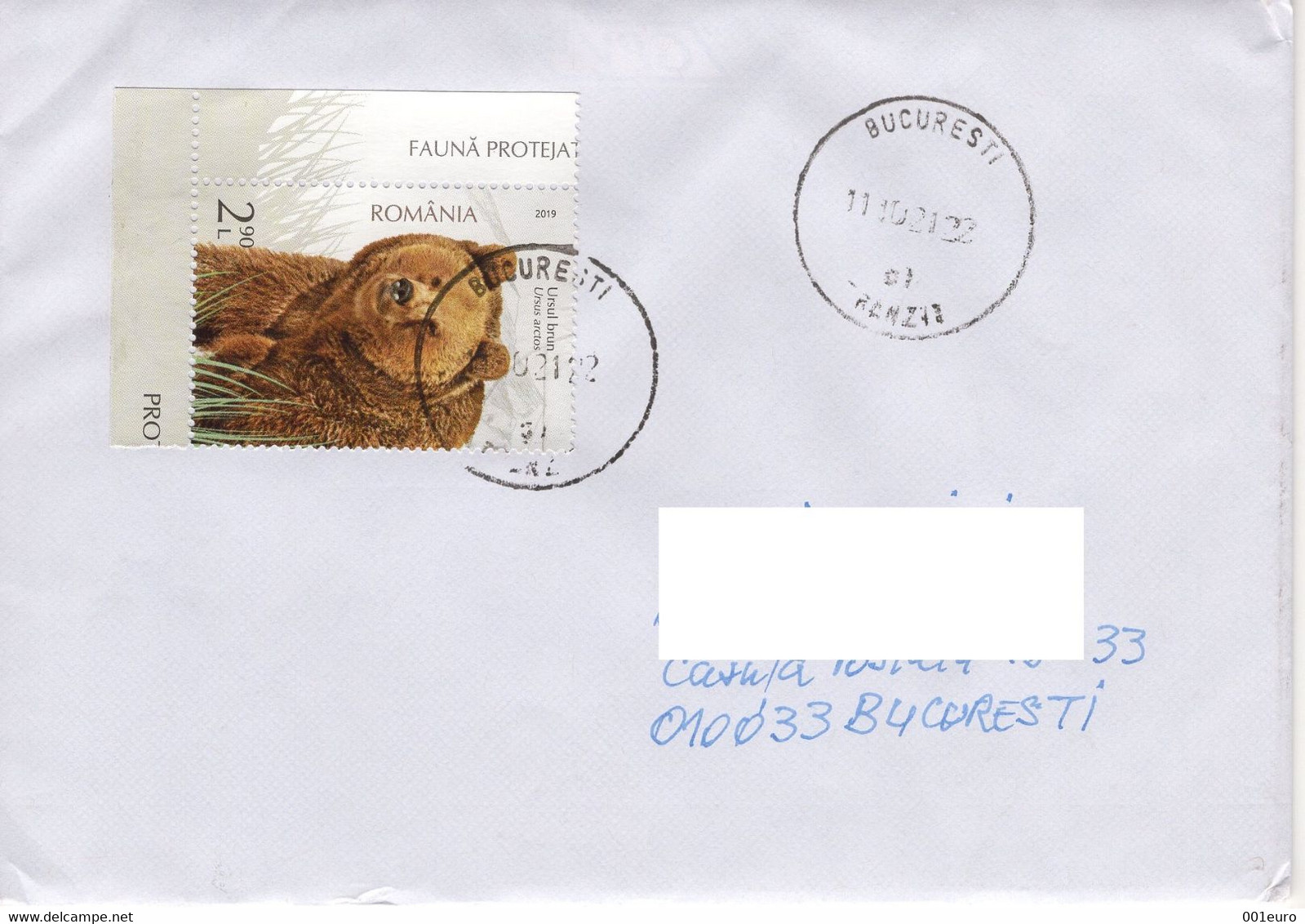 ROMANIA: BROWN BEAR, Used Stamp On Cover Circulated In Romania - Registered Shipping! - Gebraucht