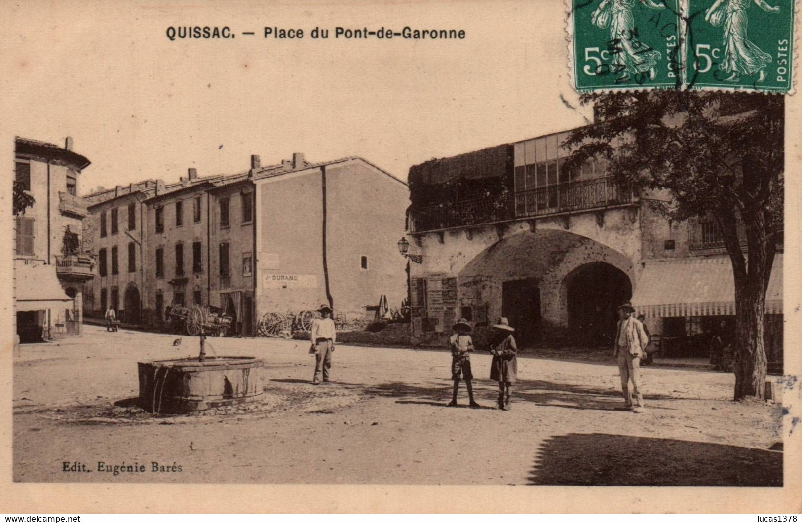 30 / QUISSAC / PLACE DU PONT DE GARONNE / RARE CARTE GLACEE 1910 - Quissac