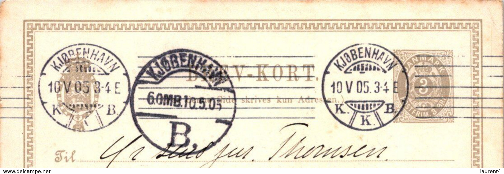 (3 C 10)  Denmark - Posted 1905 - BREVKORT - Other & Unclassified