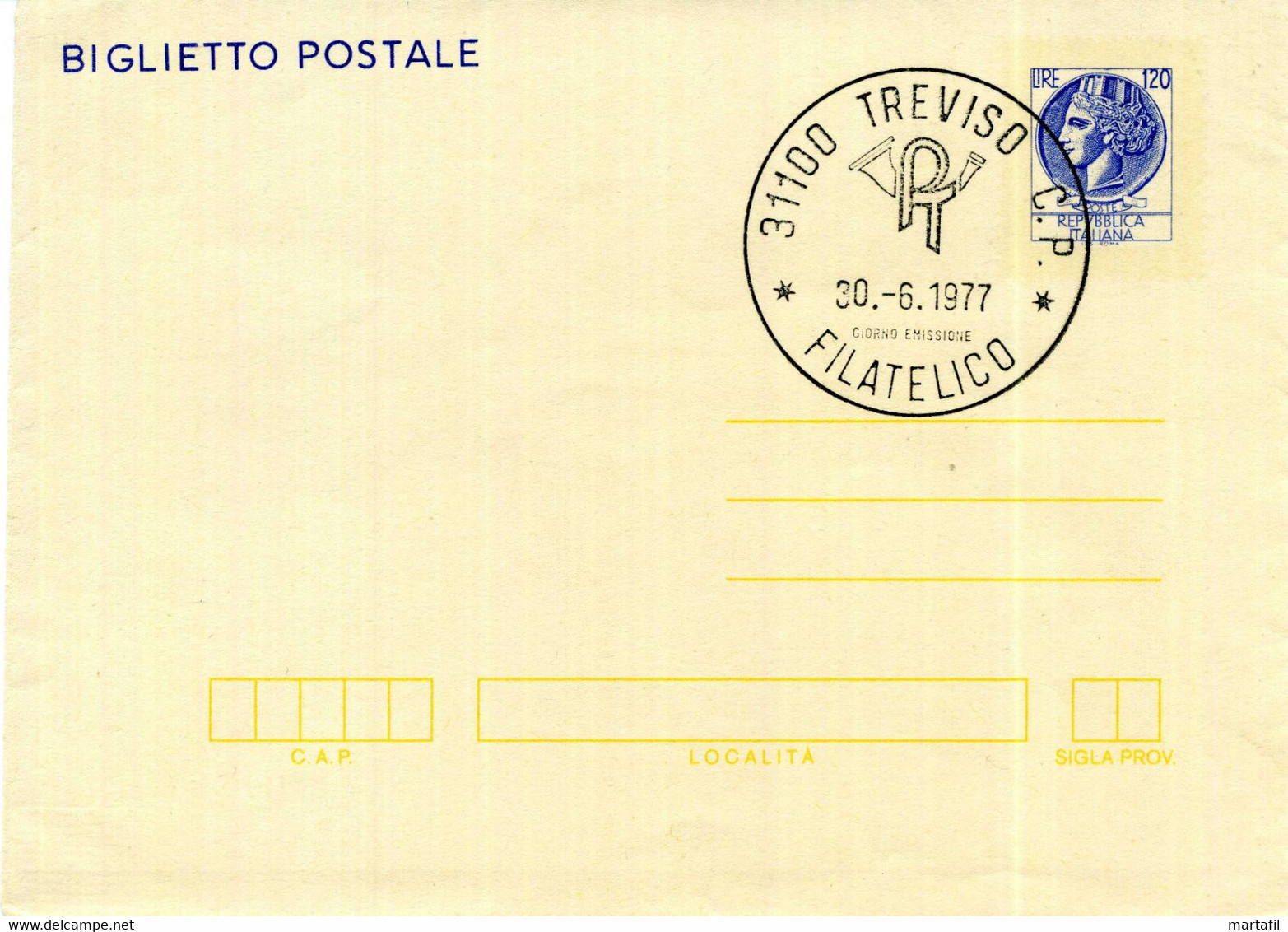 1977 Interi Postali Biglietto Postale B49 FDC Siracusana - Ganzsachen