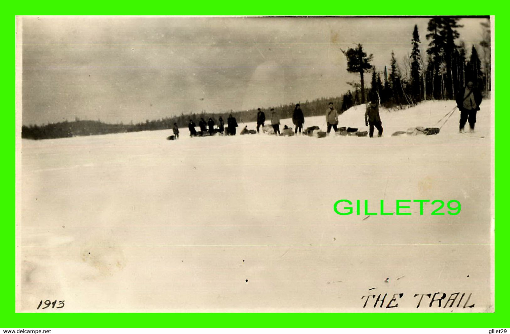 NORWOOD, MANITOBA -  THE TRAIL - ANIMATED PEOPLES IN WINTER WITH WILD DRAG IN 1913 - CARTE PHOTO - - Sonstige & Ohne Zuordnung