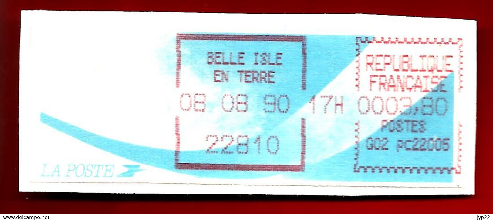 Vignette Affranchissement Type Comète 3,80 Belle Isle En Terre 22810 - 15-12-1993 - 1988 Type « Comète »