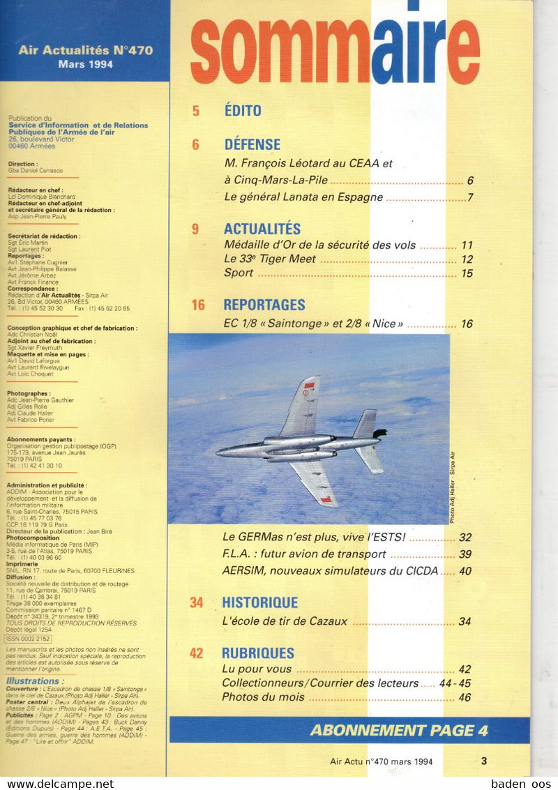 Air Actualités Mars 1994 N°470 Cazaux - French