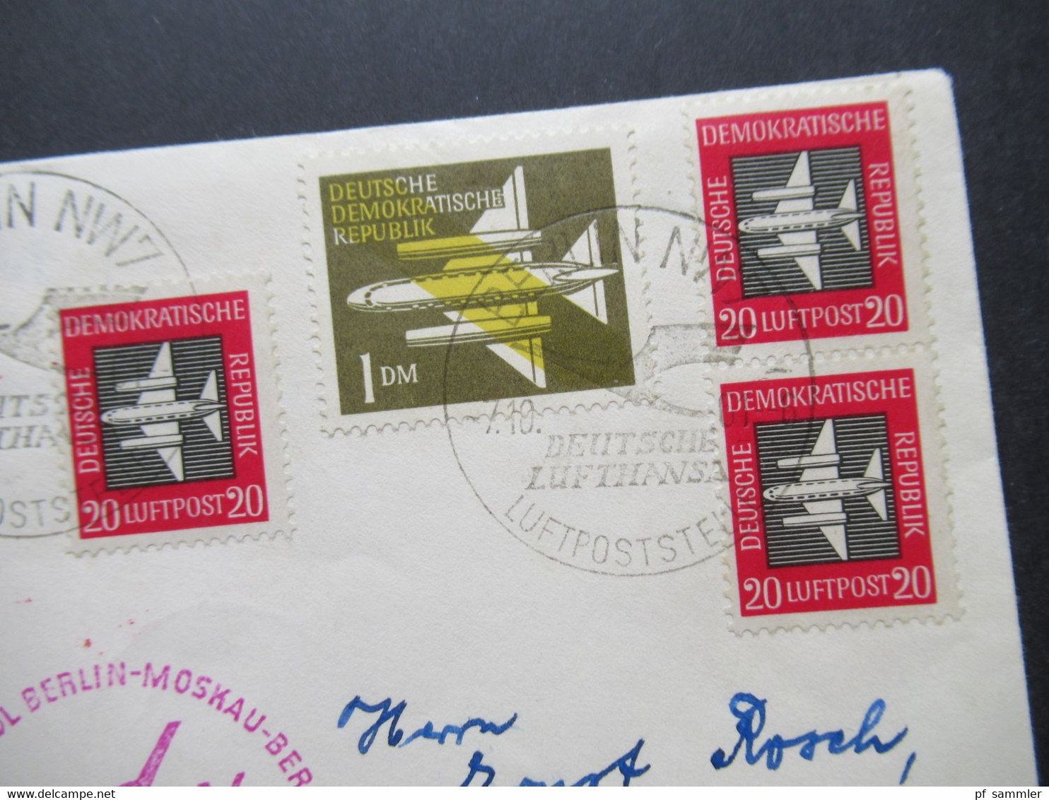 DDR 1961 Erinnerungsflug Berlin - Moskau - Berlin Deutsche Lufthansa Aeroflot SST Berlin NW 7 Luftpoststelle - Storia Postale