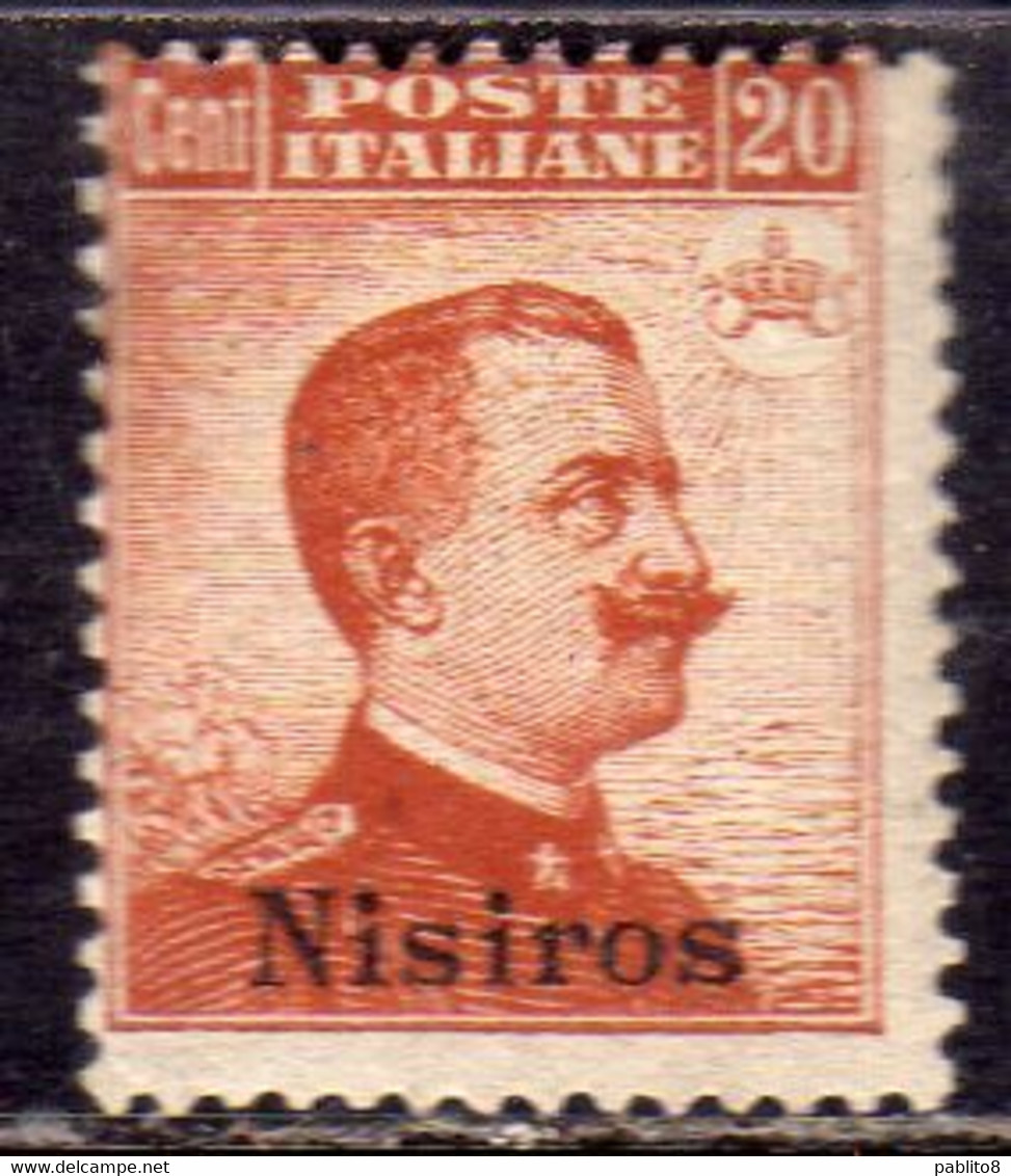 COLONIE ITALIANE EGEO 1917 NISIRO (NISIROS) SOPRASTAMPATO D'ITALIA OVERPRINTED CENT. 20 SENZA FILIGRANA UNWATERMARK MNH - Egée (Nisiro)