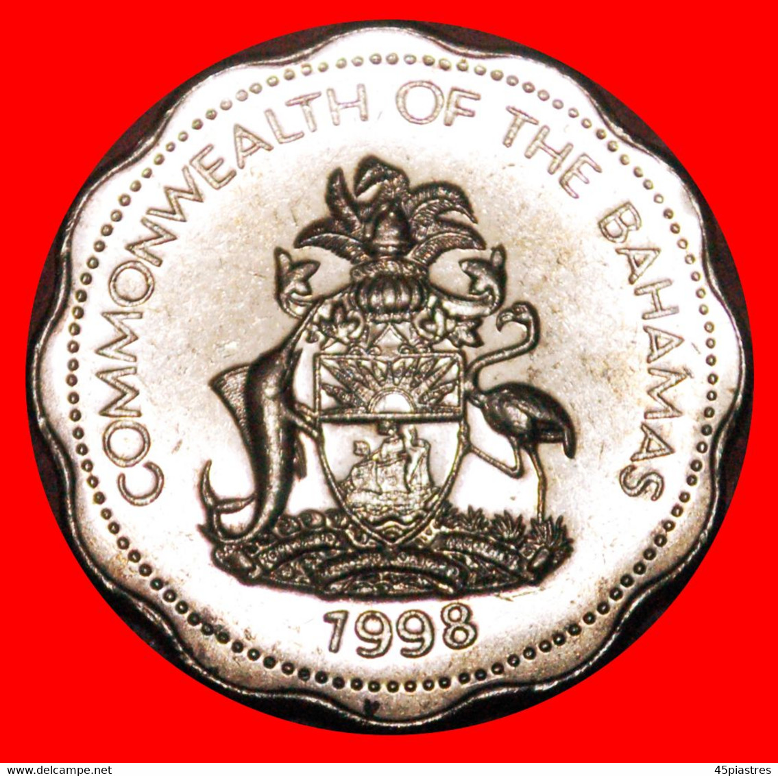 * GREAT BRITAIN (1974-2005): THE BAHAMAS ★ 10 CENTS 1998! MINT LUSTRE! FISHES AND SHIP!  LOW START ★ NO RESERVE! - Bahamas