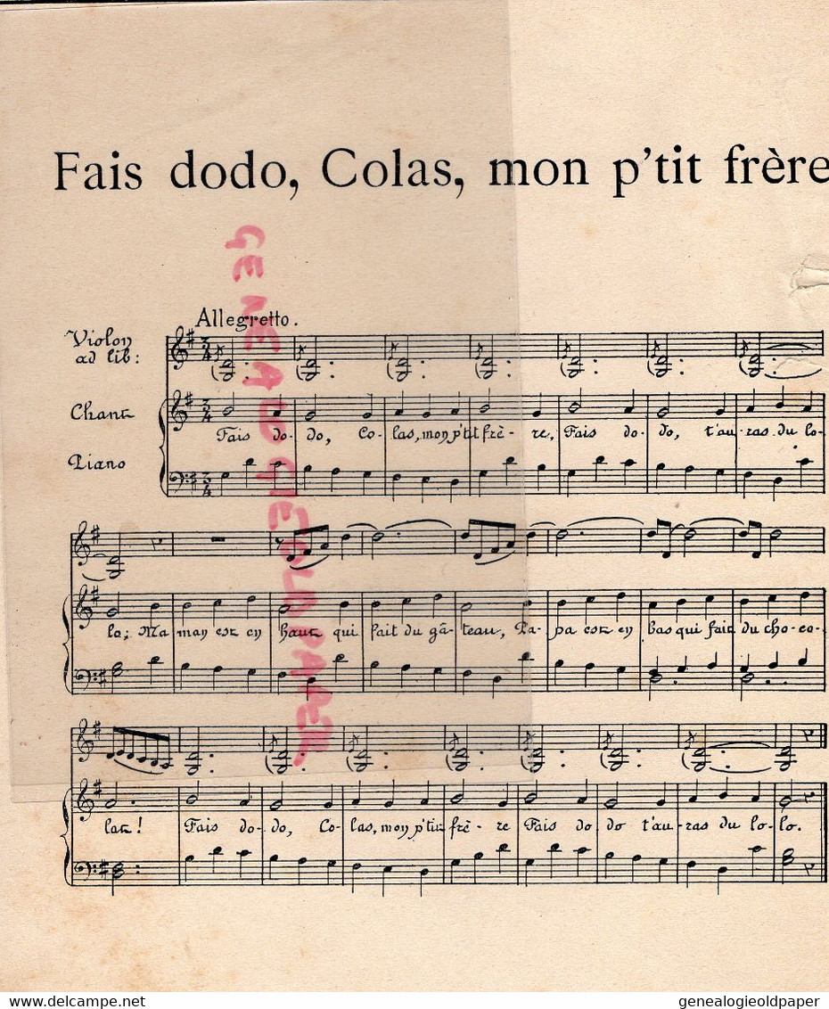 PARTITION MUSIQUE- FAIS DODO COLAS MON P' TIT FRERE FAIS DODO T' AURAS DU LOLO- LAIT  LAITERIE - Partituren