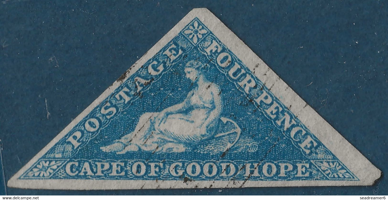 Cap Of Good Hope N°2 (gibbons N°2 ) 4 Pence Bleu Papier Bleu Belles Marges Petit BDfeuille Frappe Légère Signé Calves - Cabo De Buena Esperanza (1853-1904)