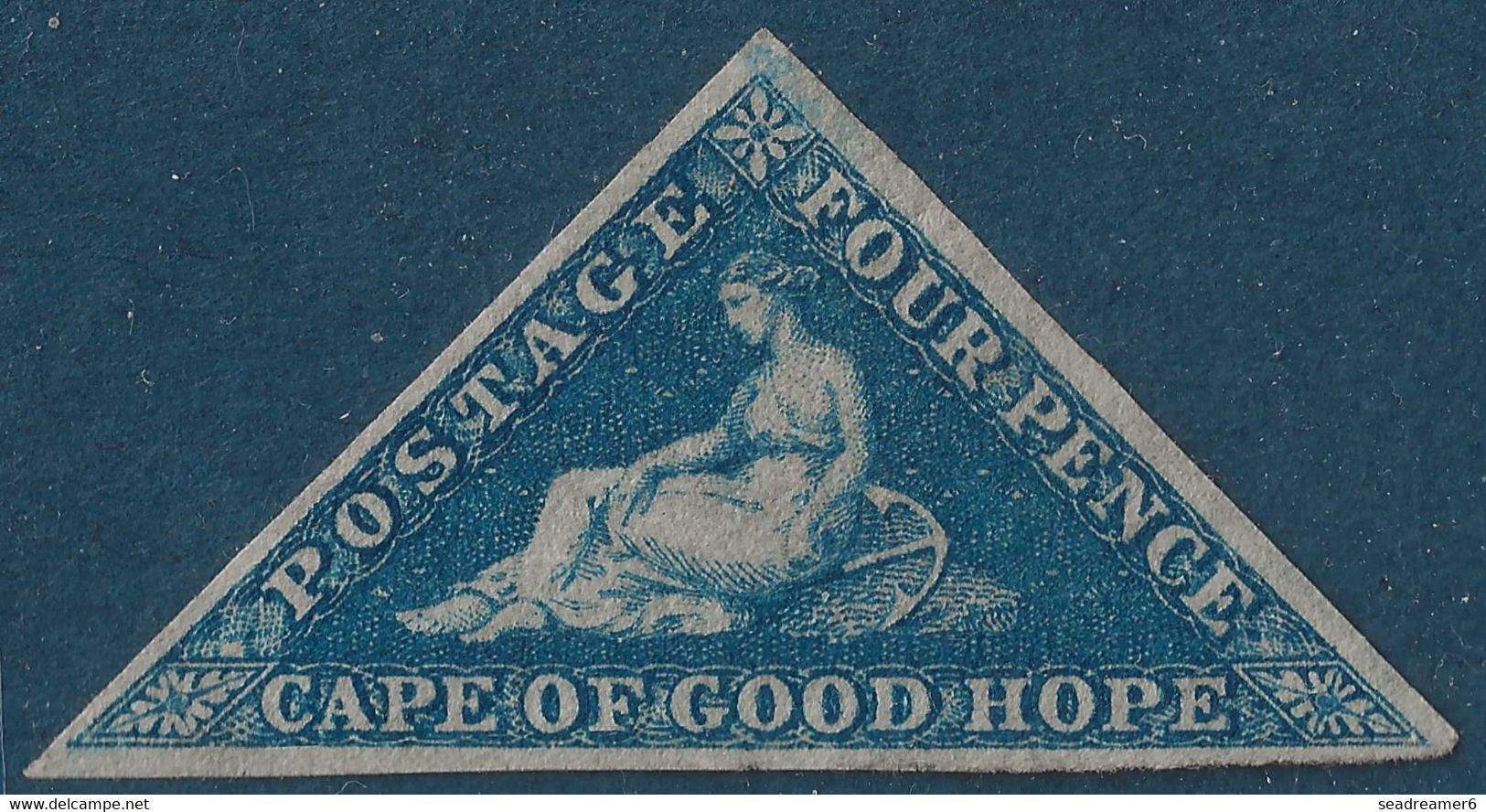 Cap Of Good Hope N°4 (gibbons N°6a ) 4 Pence Bleu (  ) Neuf Sans Gomme Papier Blanc Belles Marges Signé Calves - Cabo De Buena Esperanza (1853-1904)