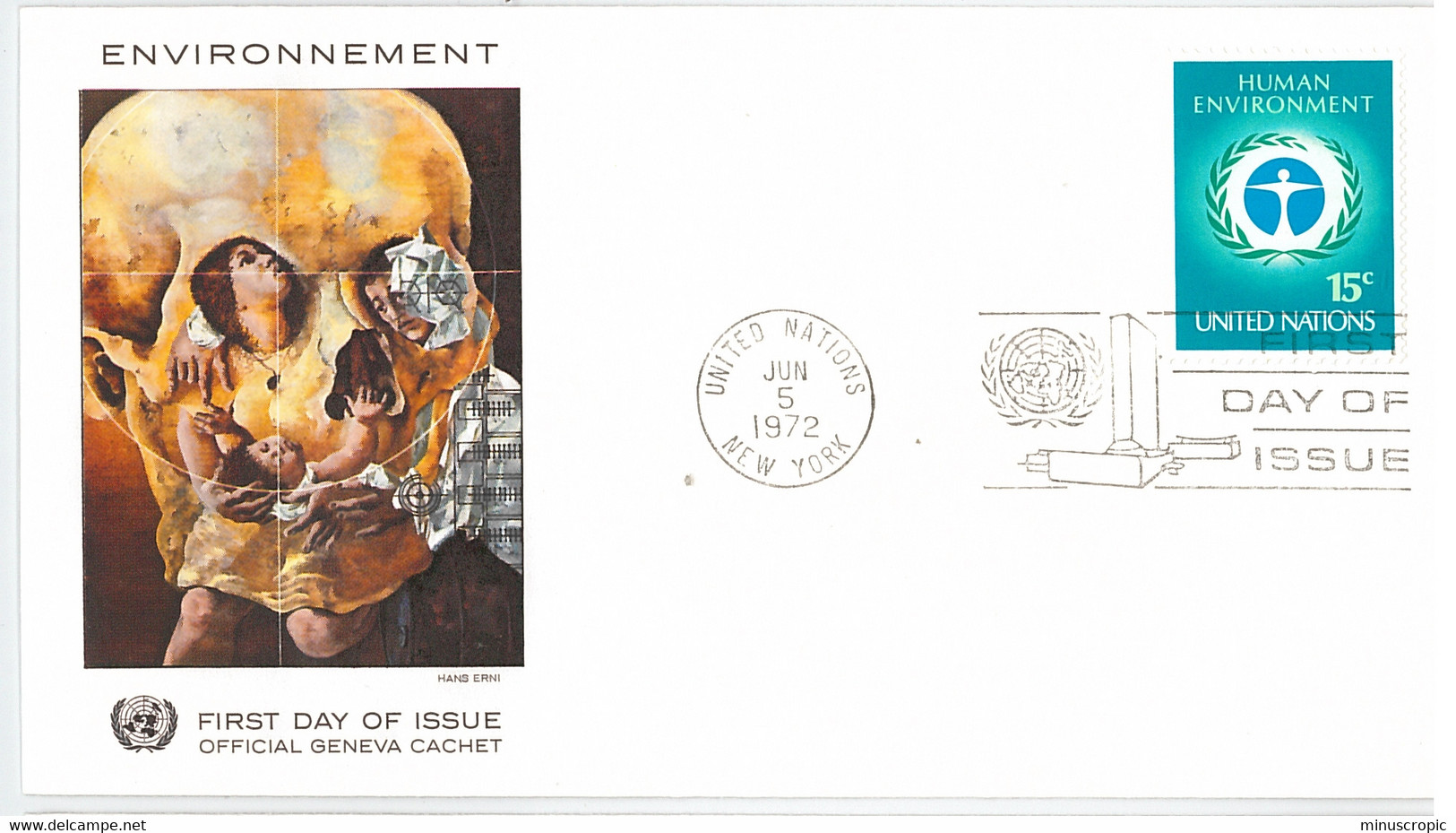 Enveloppe FDC Nations Unies - Environnement 15c - New York - 1972 - Covers & Documents