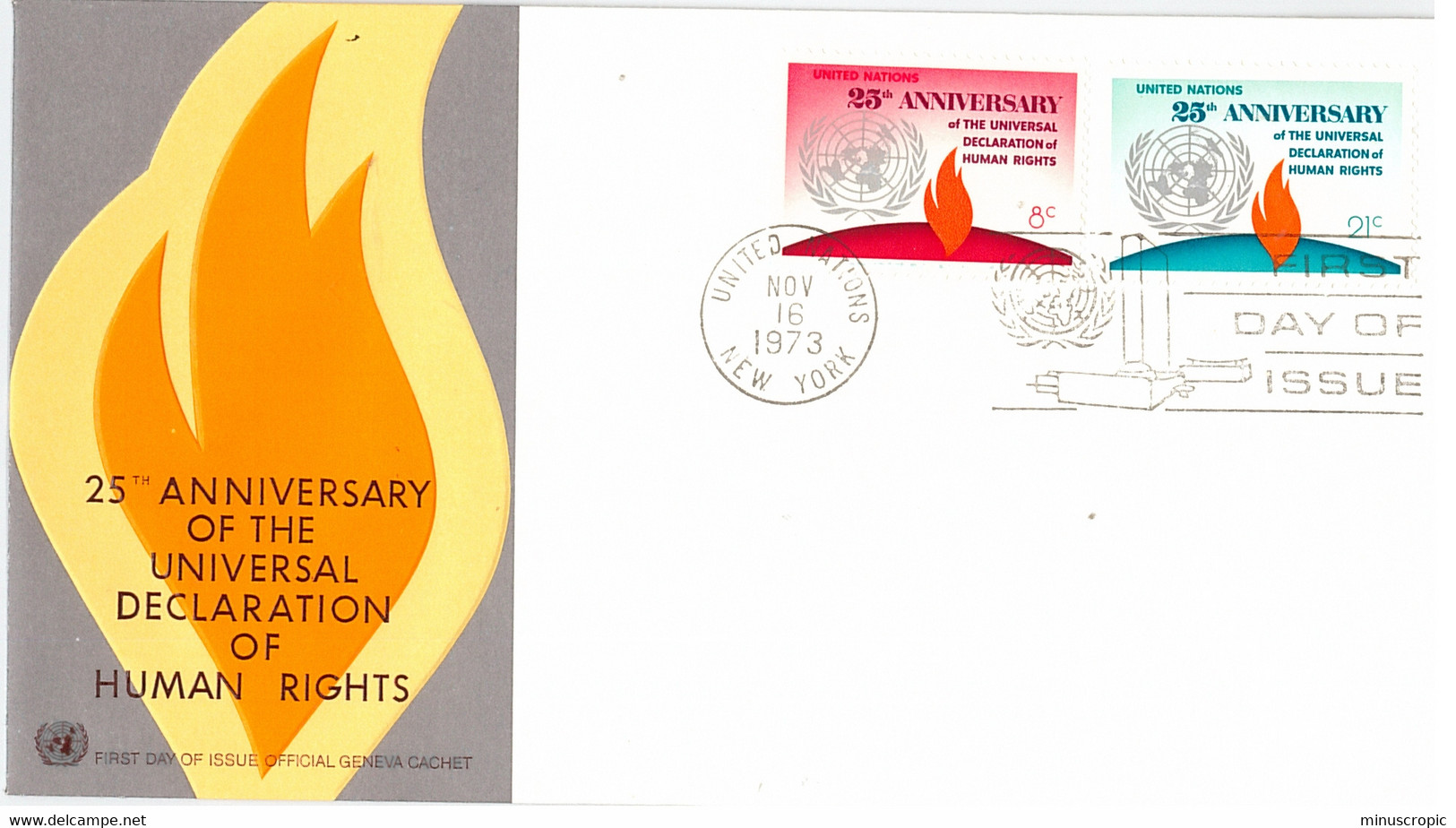 Enveloppe FDC United Nations - 25th Anniversary Of The Universal Declaration Of Human Rights - New York - 1973 - Cartas & Documentos