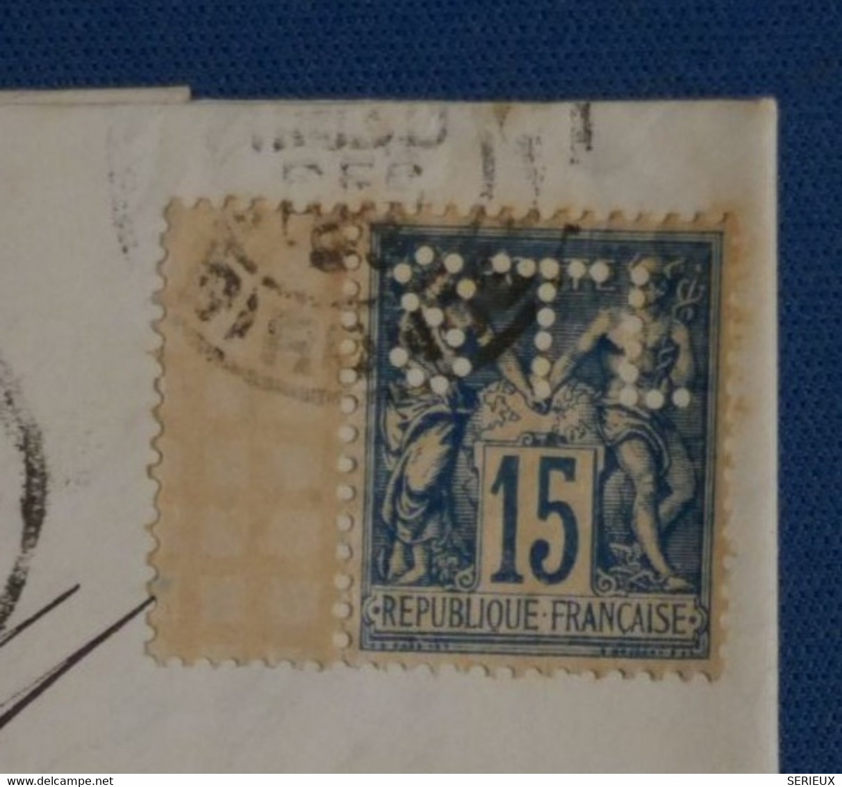 AH7 FRANCE  BELLE LETTRE 1893 PERFORé STL +BORD FEUILLE 15 C+  BORDEAUX POUR OLORON  + PERFIN + AFFRANCH. INTERESSANT - Other & Unclassified