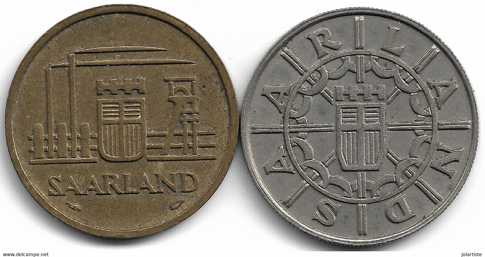 Monnaie France Sarre 2 Pieces 100 Franken 1955 Et 20 Franken 1954  Plat 3 N0104 - Autres & Non Classés