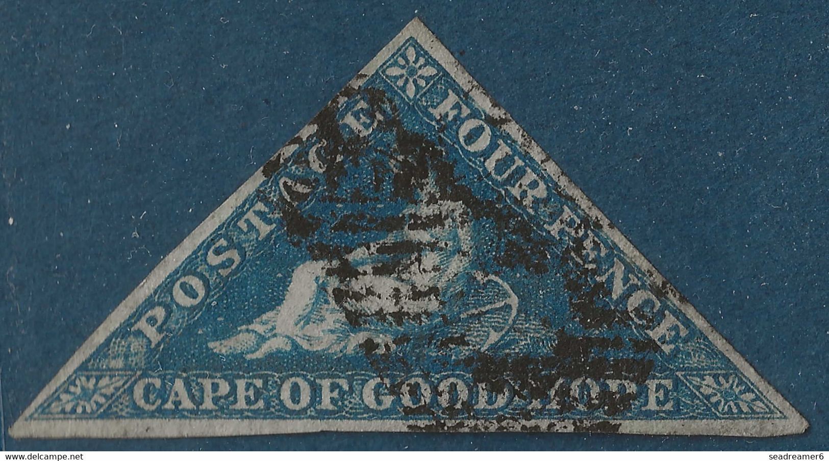 Cap Of Good Hope N°4 4 Pence Bleu Papier Blanc Oblitéré Frais & TTB Signé Calves - Cabo De Buena Esperanza (1853-1904)